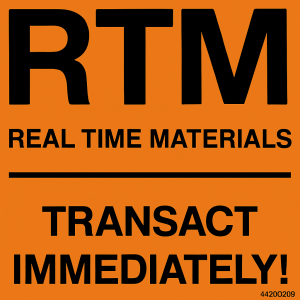 Label "Real Time Materials" 4x4 Black on Orange Flood 250/RL