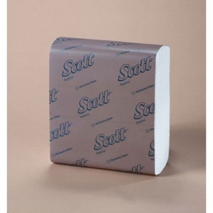 SCOTT 1/8-Fold Dinner Napkins, 1-Ply, 15x16.75, White, 250/Pack