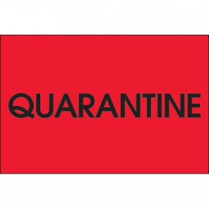Label 2x3 "Quarantine" Black on Red 500/RL