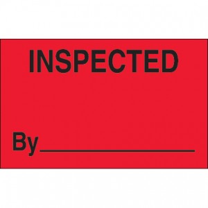 Label 1.25x2 "Inspected By" Black on Red 500/RL