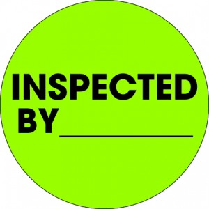 Label 2" Fluorescent Green Circle "Inspected By__" 500/RL