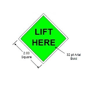 Label 2x2 "Lift Here" Green Poly W/Liner 1000/RL
