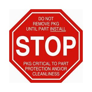 Label Cleanroom 2x2 "Stop Do Not Remove PKG" Octagon RED/WHT 1000/RL