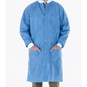 Lab Coat SMS Low Lint Knit Wrist & Collar 3 Pockets Blue XLarge 30/CS