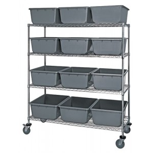 Mobile Wire Shelving System 60" x 24" x 69" Gray