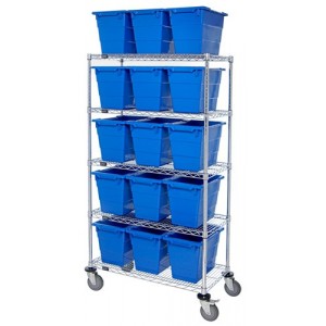 Mobile Wire Shelving System 36" x 18" x 69" Blue