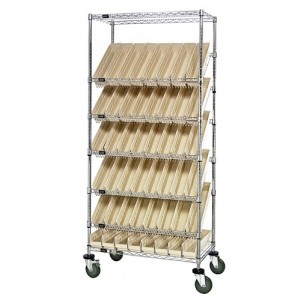 Slanted Shelving Unit 18" x 48" x 74" Ivory