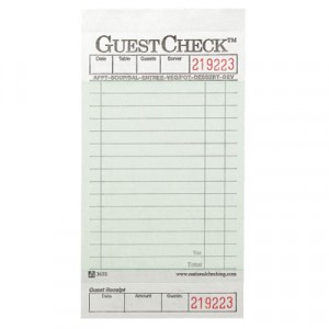 Guest Check Pad, w/Stub, 3-1/2x6-3/4, 1-Part Carbonless