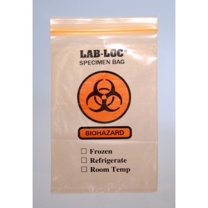 Bag Poly 6x9 2Mil Ziplock w/Print Orange Tint (Biohazard) 1000/CS