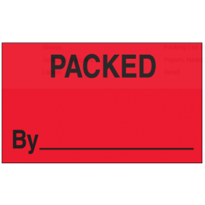 Label 3x5 "Packed By" Fluorescent Red 500/RL