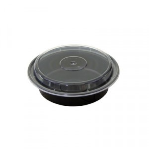 VERSAtainers, 1-Comp, Black/Clear, 24oz, 7"dia