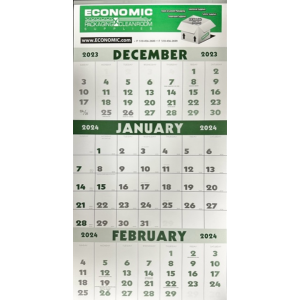 Economic Packaging 2025 Calendars: 3 Month Planner 52/CS