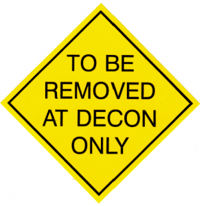 Label 2.75x2.75 "To Be Removed at Decon" 500/RL