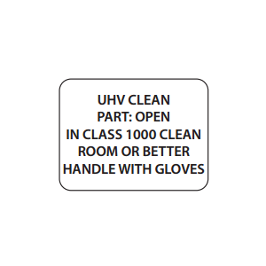 Label CR 1x0.75 "UHV Clean Part" Black on White Perf 1M/RL