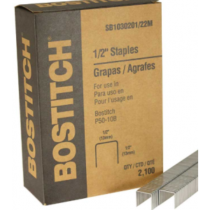 Staples 1/2"crown 1/2"leg 2100/bx Bostitch# SB1030201/22M