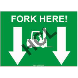 Label 5x7 Vinyl "FORK HERE!" White on Green 100/PKG