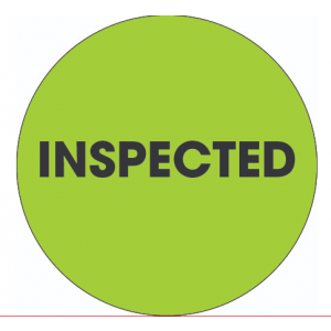Label 2" Circle "INSPECTED" Flourescent Green 500/RL