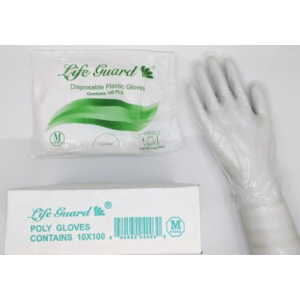 Glove Poly Disposable Clear Medium 10/10/100/CS