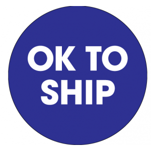 Label 2" Circle "OK TO SHIP" Blue 500/RL