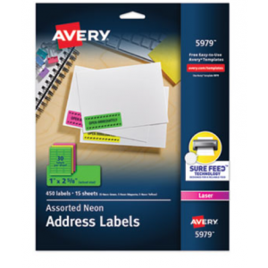 Label 1x2.63 High-Visibility Asst. Neon 450/PK