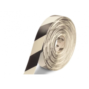 Tape Aisle Marking 2x100' Black/White Heavy Duty 50Mil Mighty Line Bevel