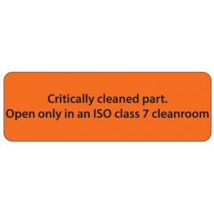 Label CR 3x1 "Critically Cleaned Part" Orange 165C 1M/RL