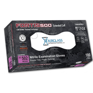 Glove Nitrile Fortis 10.5" Low Derma Exam Large Black 100/BG 10/CS