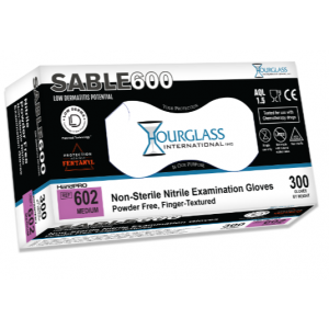 Glove Nitrile 9.5" Hourglass Low Derma Exam X-Large Black 300/BX 10/CS