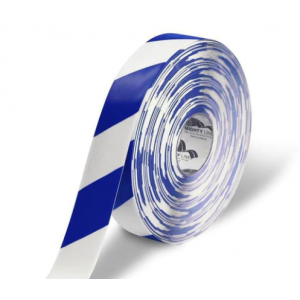 Tape Aisle Marking 2x100' Blue/White Heavy Duty 50Mil Mighty Line Beve