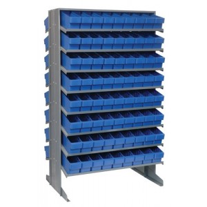 Sloped shelving systems with super tuff euro drawers 24" x 36" x 60" Blue