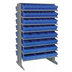 Sloped shelving systems with super tuff euro drawers 24" x 36" x 60" Blue