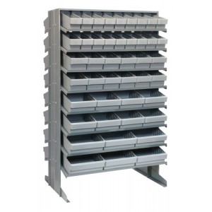 Sloped shelving systems with super tuff euro drawers 24" x 36" x 60" Gray