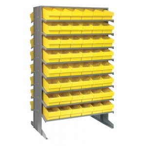 Sloped shelving systems with super tuff euro drawers 24" x 36" x 60" Yellow