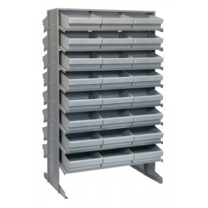 Sloped shelving systems with super tuff euro drawers 24" x 36" x 60" Gray