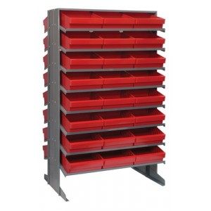Sloped shelving systems with super tuff euro drawers 24" x 36" x 60" Red