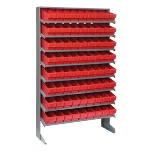 Sloped shelving systems with super tuff euro drawers 12" x 36" x 60" Red