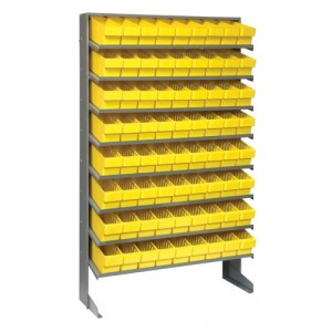 Sloped shelving systems with super tuff euro drawers 12" x 36" x 60" Yellow