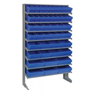 Sloped shelving systems with super tuff euro drawers 12" x 36" x 60" Blue