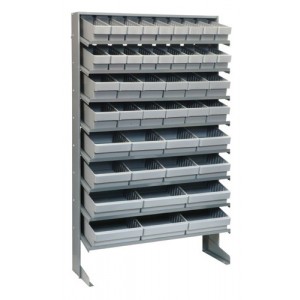 Sloped shelving systems with super tuff euro drawers 12" x 36" x 60" Gray