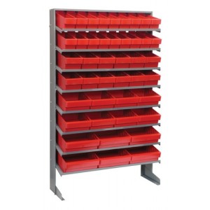 Sloped shelving systems with super tuff euro drawers 12" x 36" x 60" Red