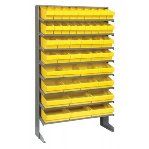 Sloped shelving systems with super tuff euro drawers 12" x 36" x 60" Yellow