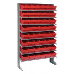 Sloped shelving systems with super tuff euro drawers 12" x 36" x 60" Red