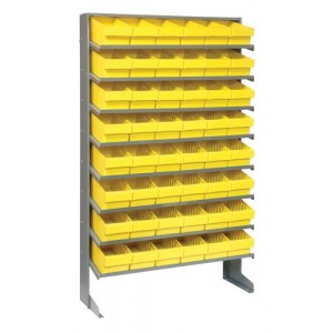 Sloped shelving systems with super tuff euro drawers 12" x 36" x 60" Yellow