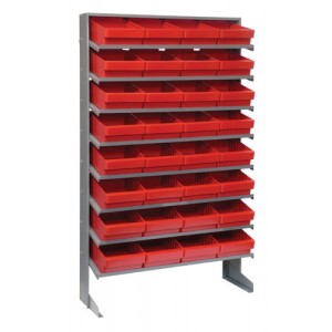 Sloped shelving systems with super tuff euro drawers 12" x 36" x 60" Red