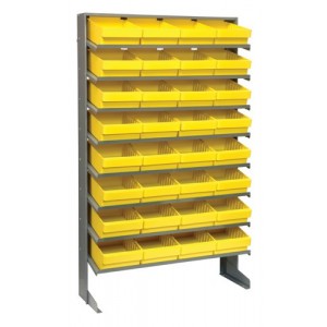 Sloped shelving systems with super tuff euro drawers 12" x 36" x 60" Yellow