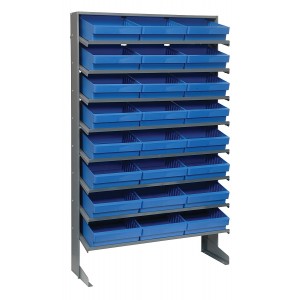 Sloped shelving systems with super tuff euro drawers 12" x 36" x 60" Blue