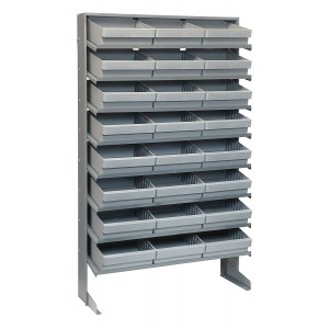 Sloped shelving systems with super tuff euro drawers 12" x 36" x 60" Gray