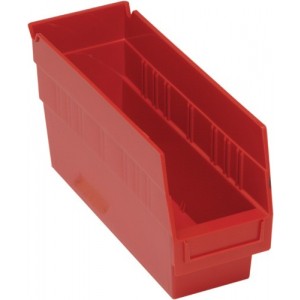 STORE-MORE 6'' Shelf Bin 11-5/8" x 4-1/8" x 6" Red