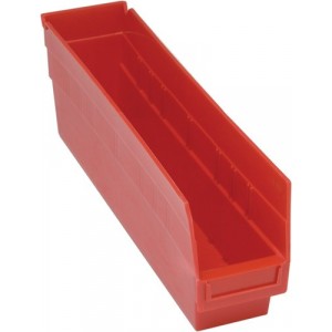 STORE-MORE 6'' Shelf Bin 17-7/8" x 4-1/8" x 6" Red