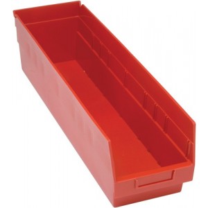 STORE-MORE 6'' Shelf Bin 23-5/8"" x 6-5/8"" x 6"" Red